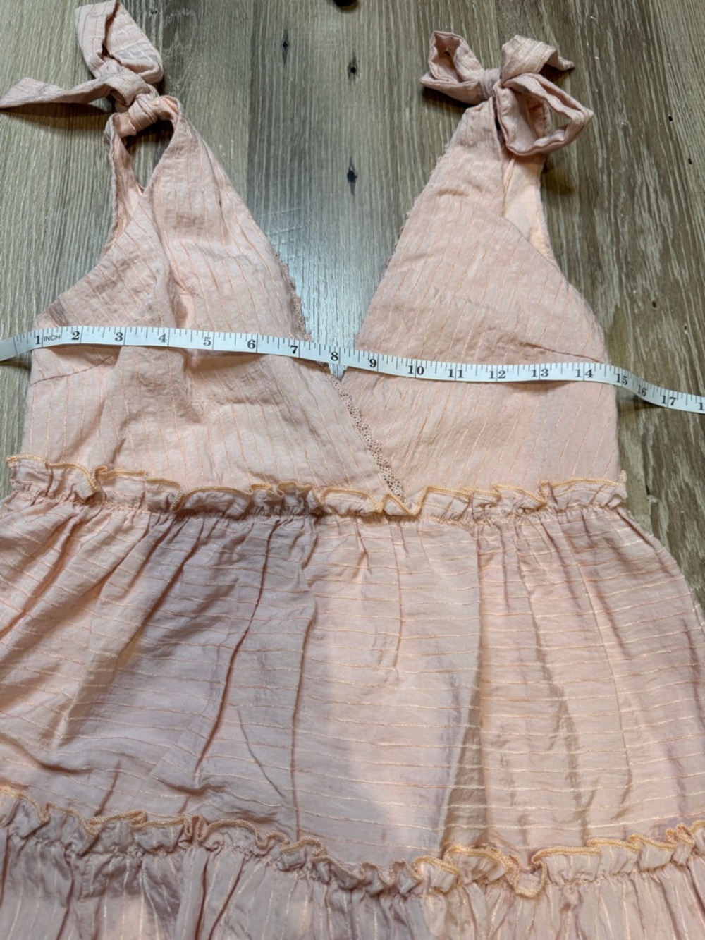 Anthropologie If By Sea Tie Strap Tiered Mini Dress Blush Pink Size S Coquette - Picture 5 of 6